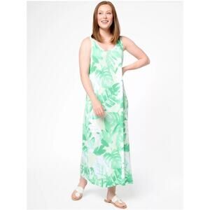 Koolaburra By Ugg Green Tropical Print Tank Shift Maxi Dress Sz Xs